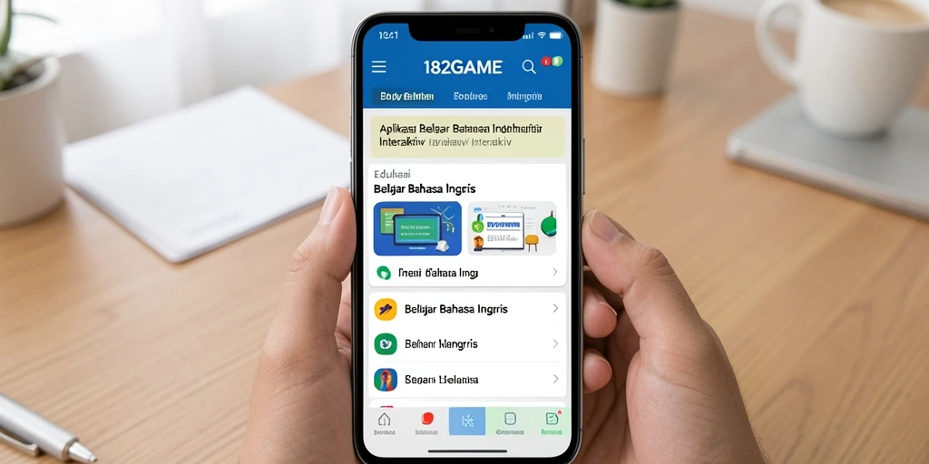 Tampilan antarmuka aplikasi 182GAME untuk belajar bahasa Inggris yang menyenangkan.