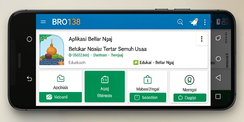 Antarmuka aplikasi BRO138 yang interaktif untuk belajar ngaji.