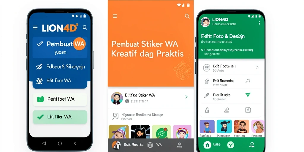 Antarmuka LION4D untuk membuat stiker WA yang kreatif dan menarik.