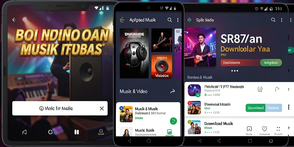 Tampilan antarmuka SR877 untuk unduhan musik yang menarik dan sederhana.
